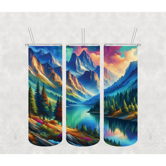 Watercolor Mountains Tumbler