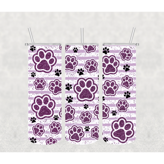 Purple Paw Stripe Tumbler