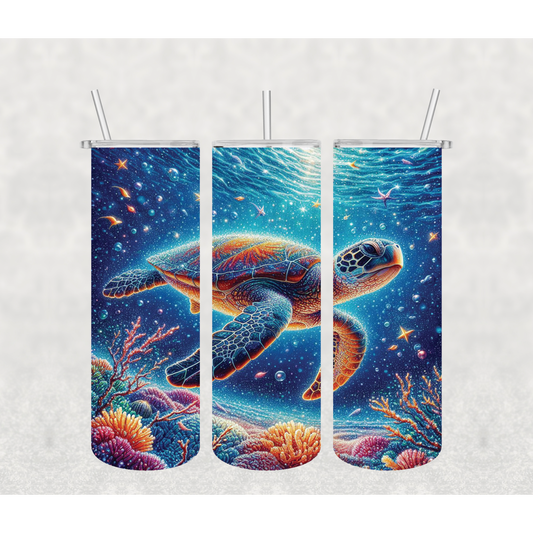 Sea Turtle Coral Tumbler