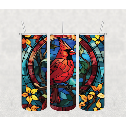 Stained Glass Cardinal Tumbler