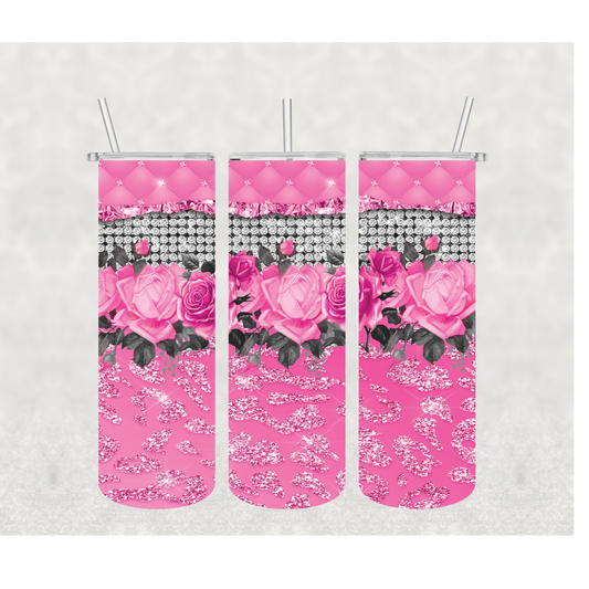 Pink Rose Bling Tumbler